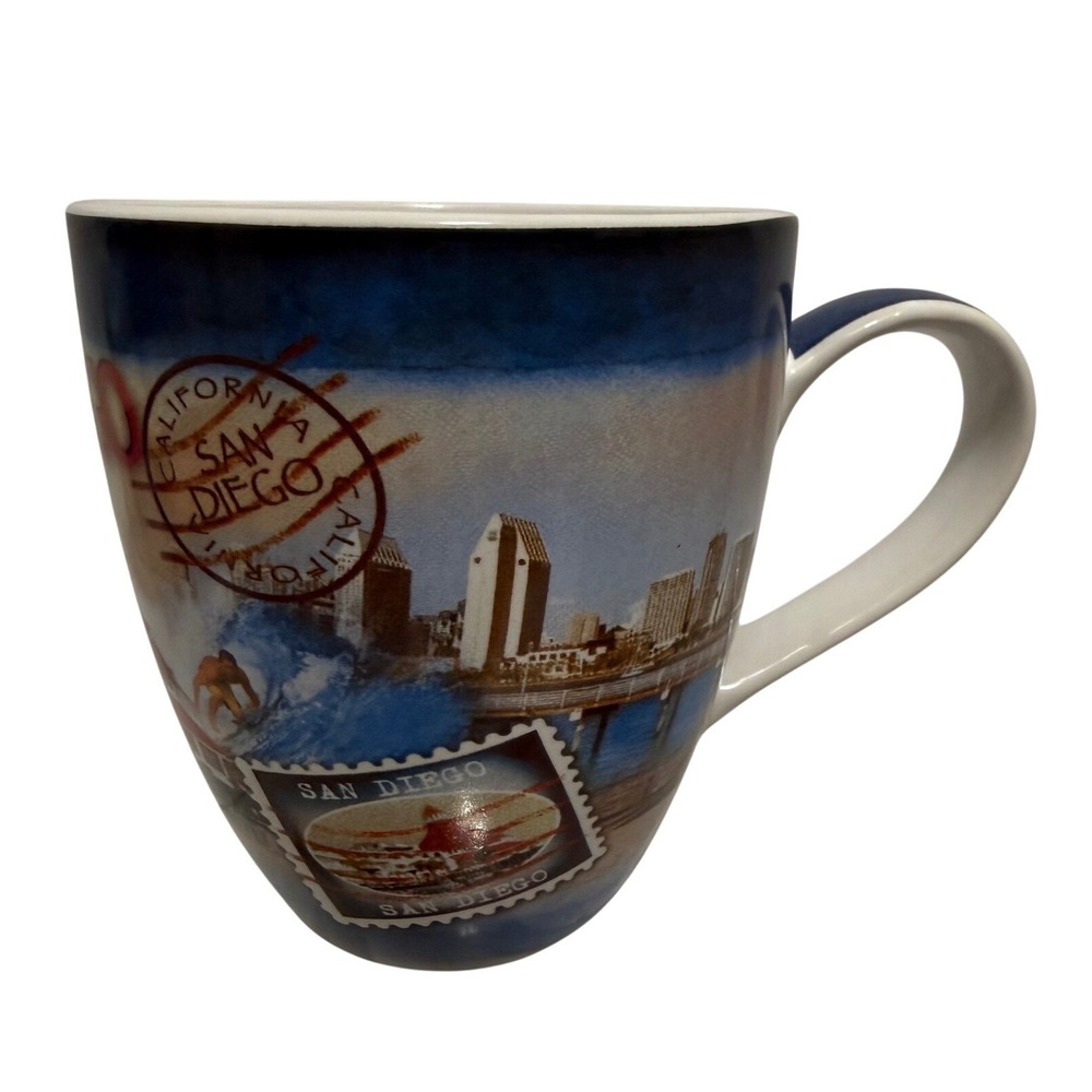 VTG San Diego California Souvenir Coffee Mug Postcard Skyline Hotel del Coronado